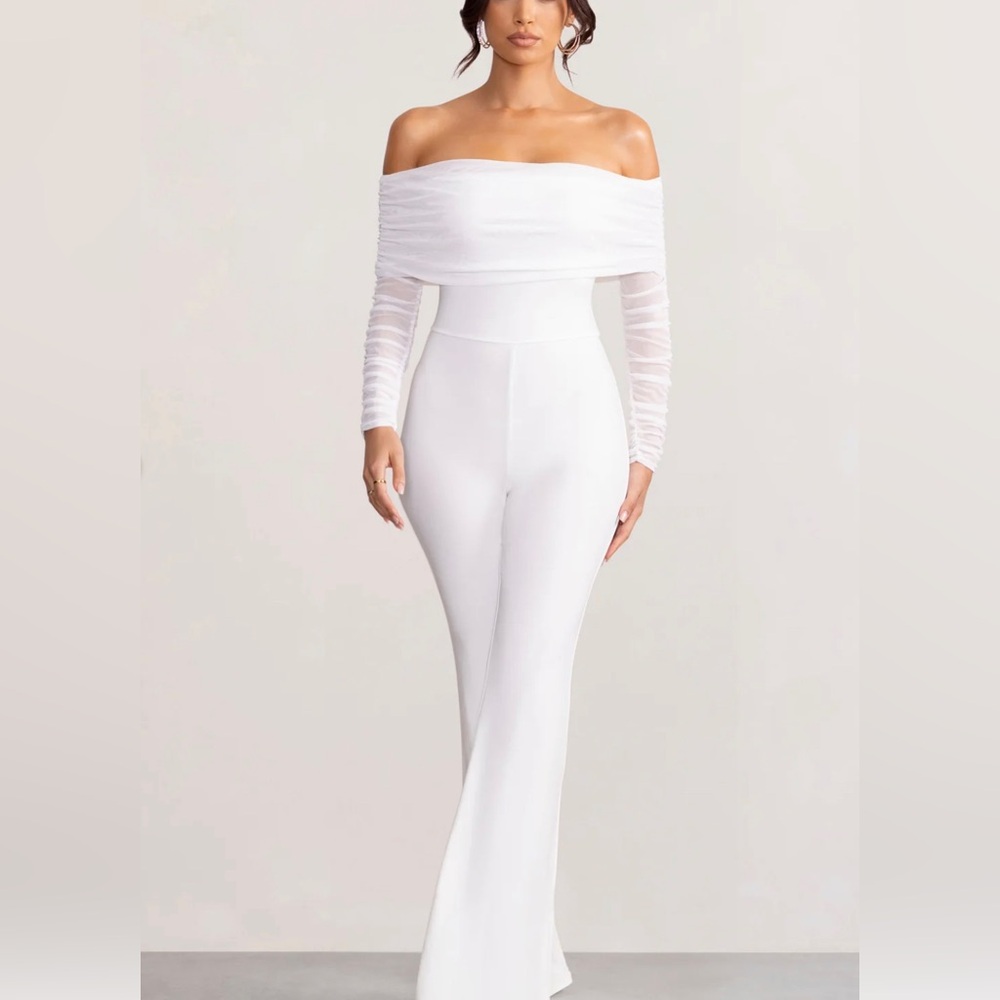 Kendall Ruched Jumpsuit White Size Small